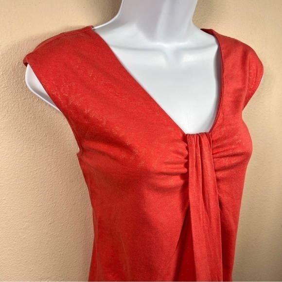 Small Dana Buchman Peach Gold Shimmer Top Sleeveless Stretch 4 6 Cap Sleeve - Picture 4 of 9